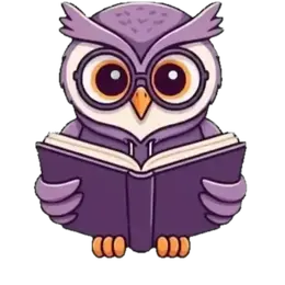 Lexy animated owl mascot reading